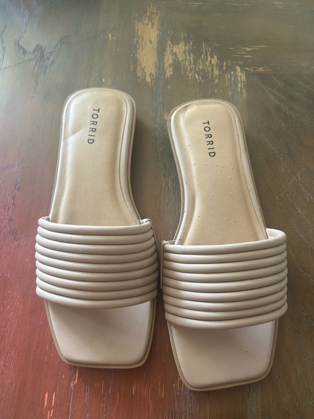 torrid Beige Ribbed-strap Slide Mules